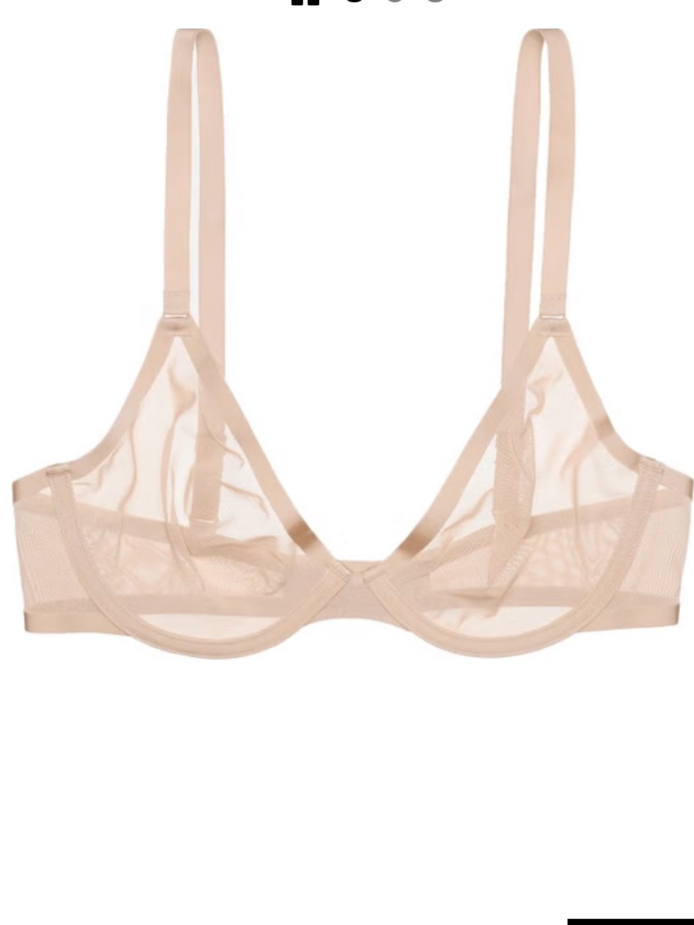 Cuup The Plunge Bra Sand Nude Mesh Sheer Underwire Rear Hook-34D